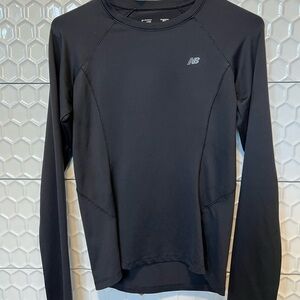 New Balance Black Crewneck Athletic Top with Silver Logo
